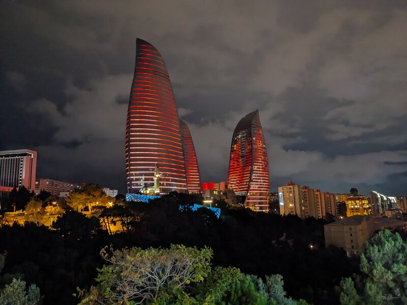 Flame Towers with burning animation on the outside