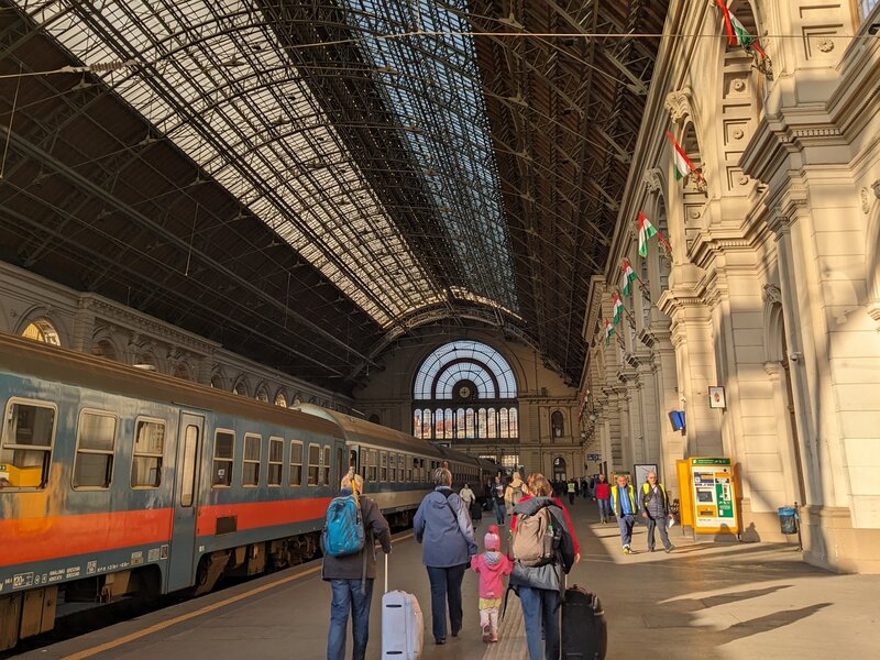 An inside of a train station