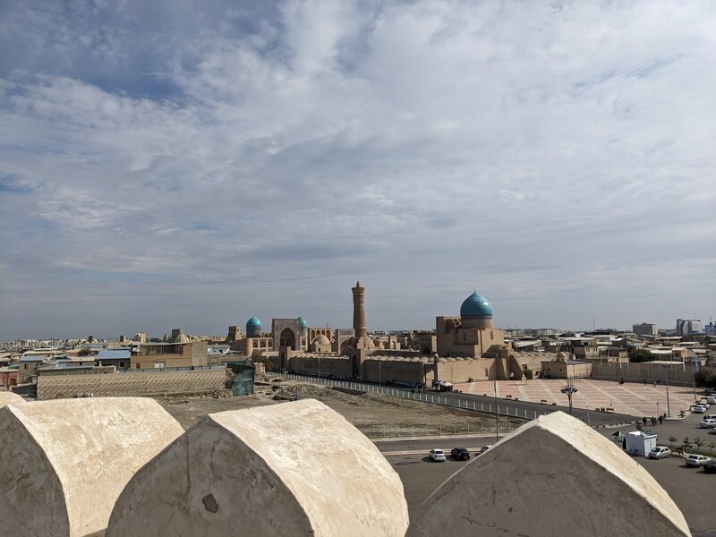 Pretty buildings of Bukhara seen from a distance