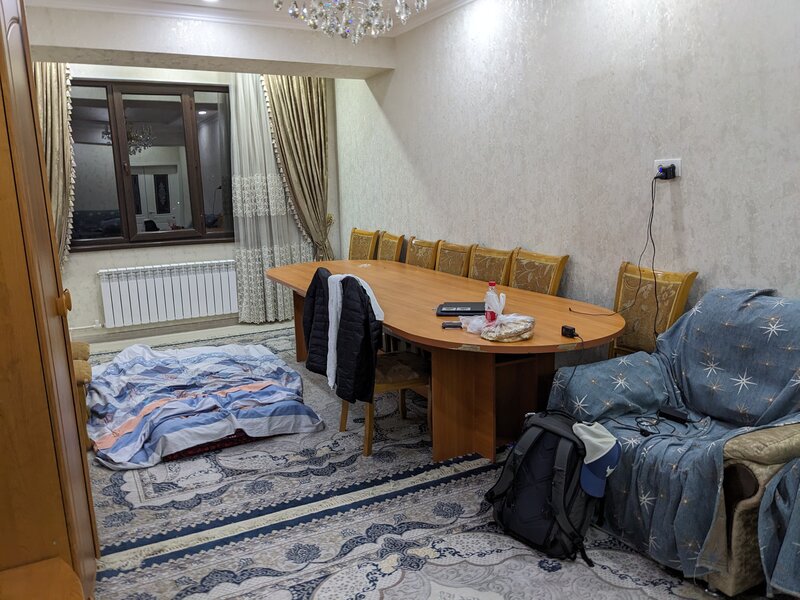 Suiun's living room converted into a bedroom for the night