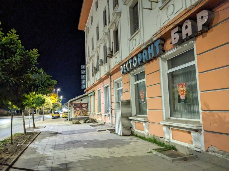 A night street with closed shops