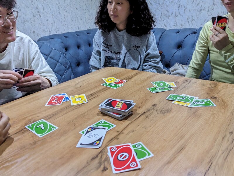 Playing Uno with Chinese travelers
