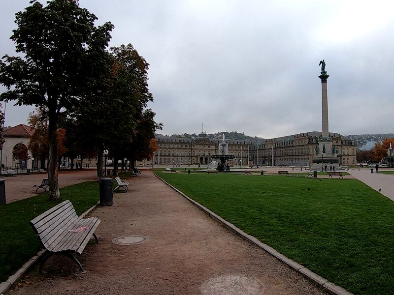 An empty town square