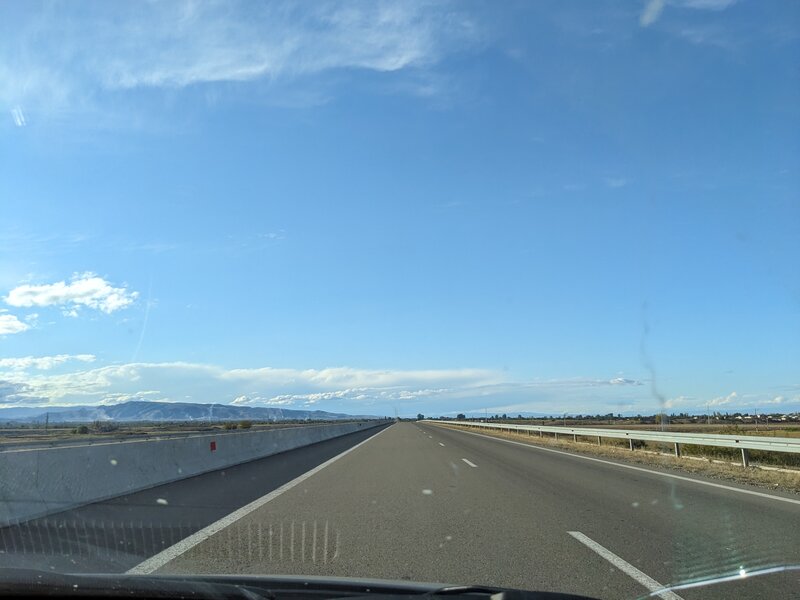 Driving on an empty highway