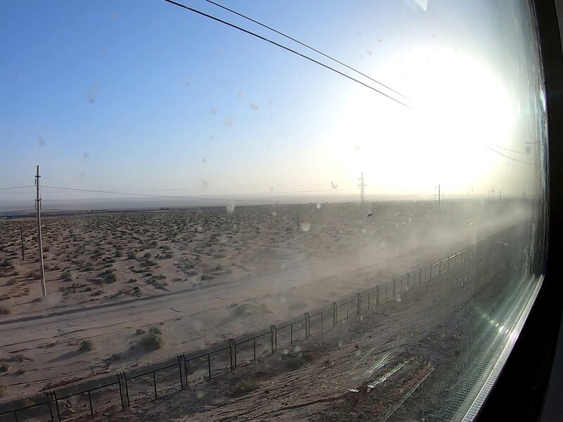 Desert outside the train window